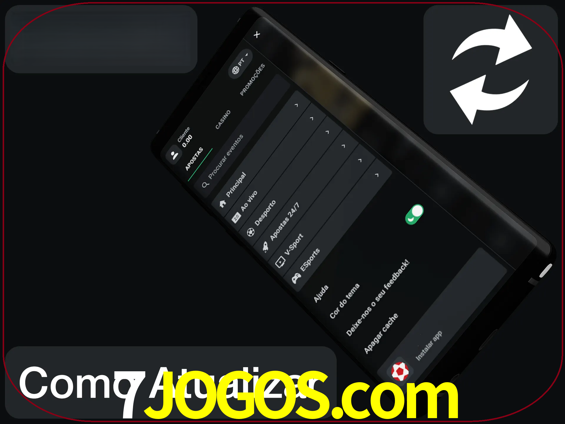 O aplicativo é atualizado automaticamente quando você faz o login.