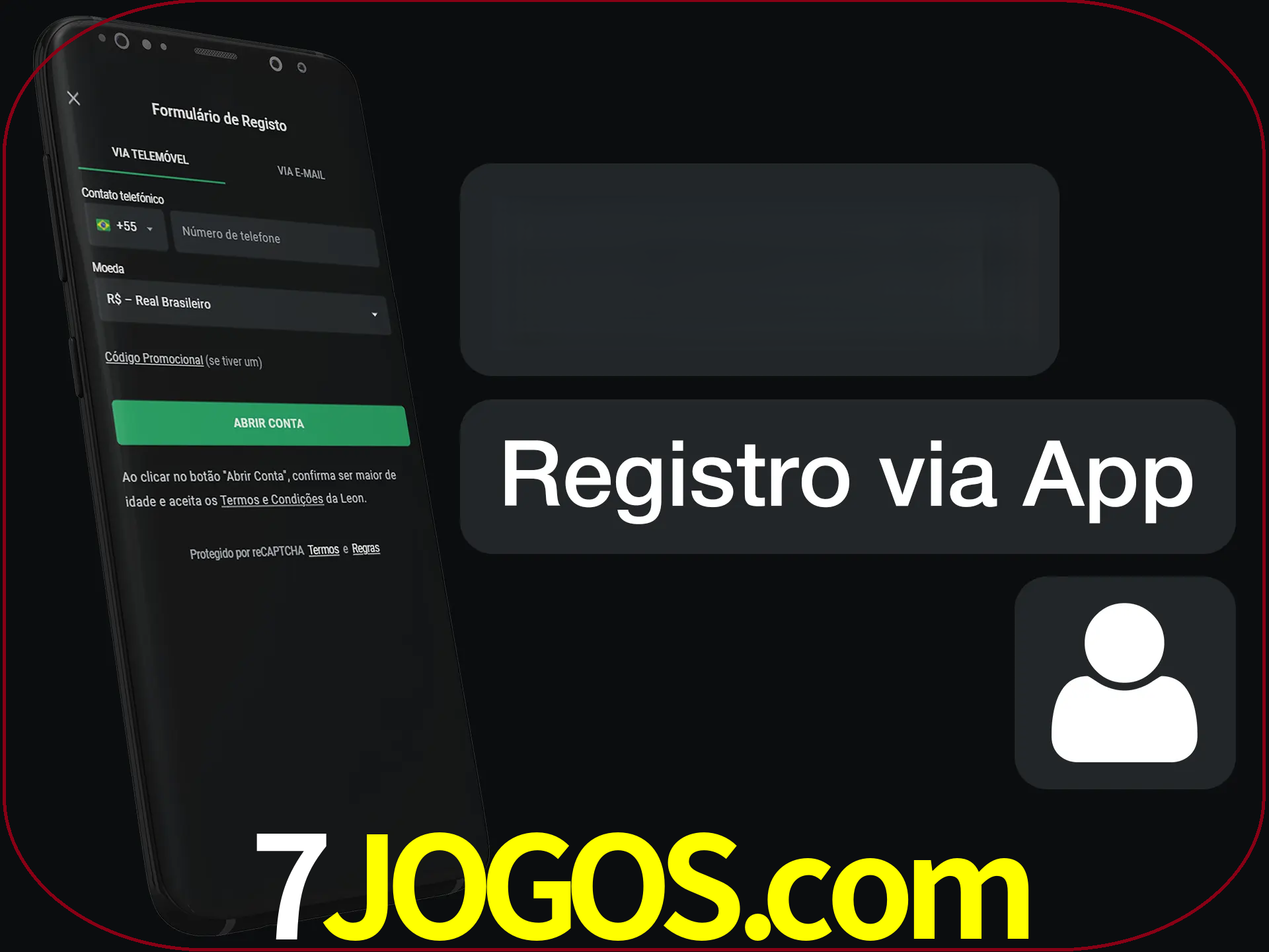 Registre-se com duas etapas usando o aplicativo.