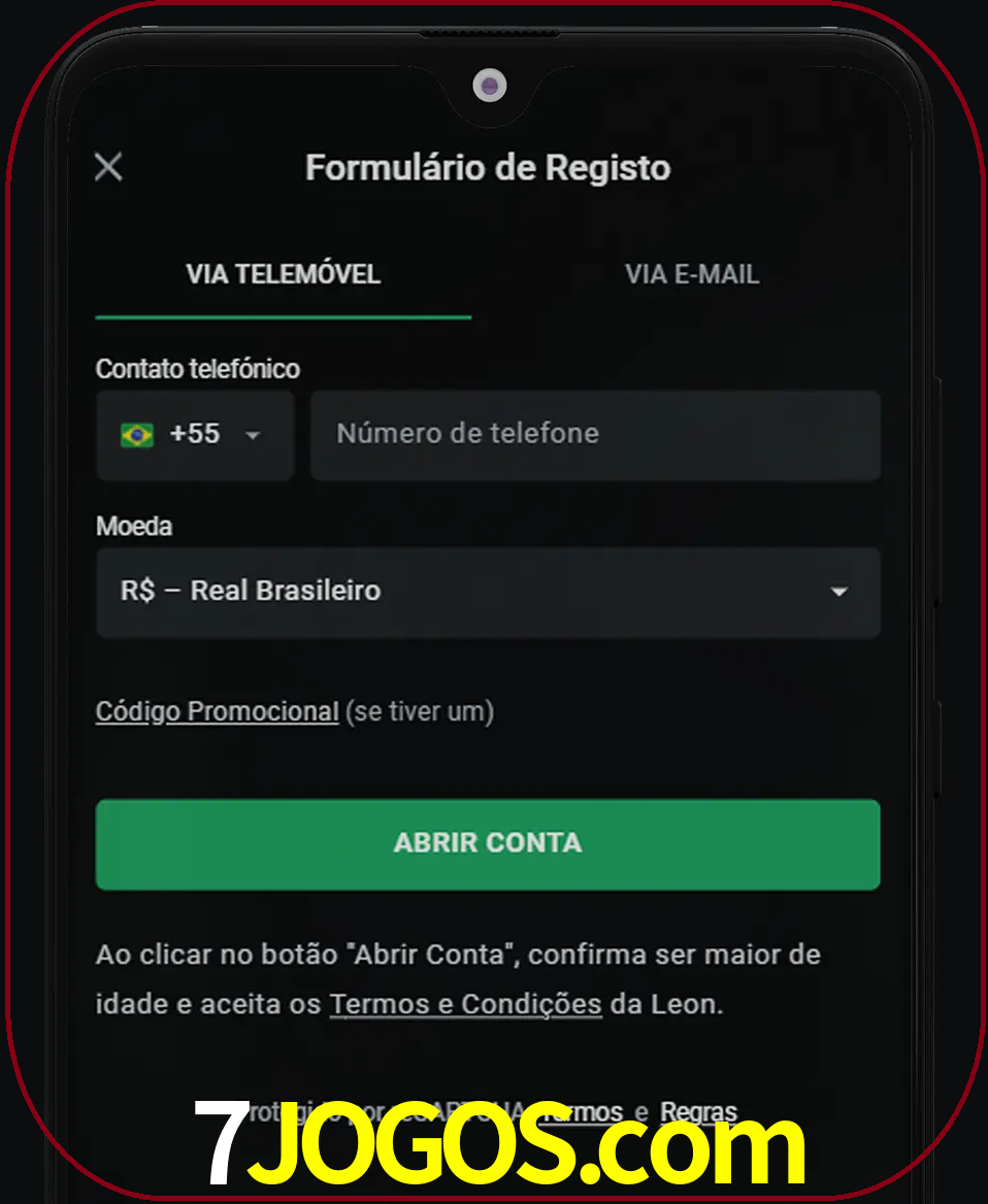 Abra o aplicativo e inicie o processo de registro.