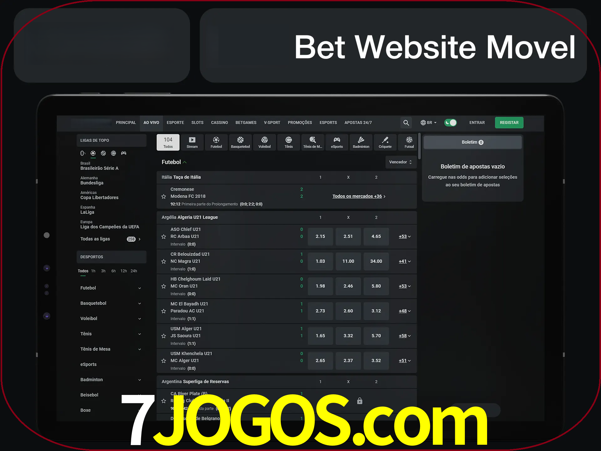 Use nosso website em qualquer dispositivo.