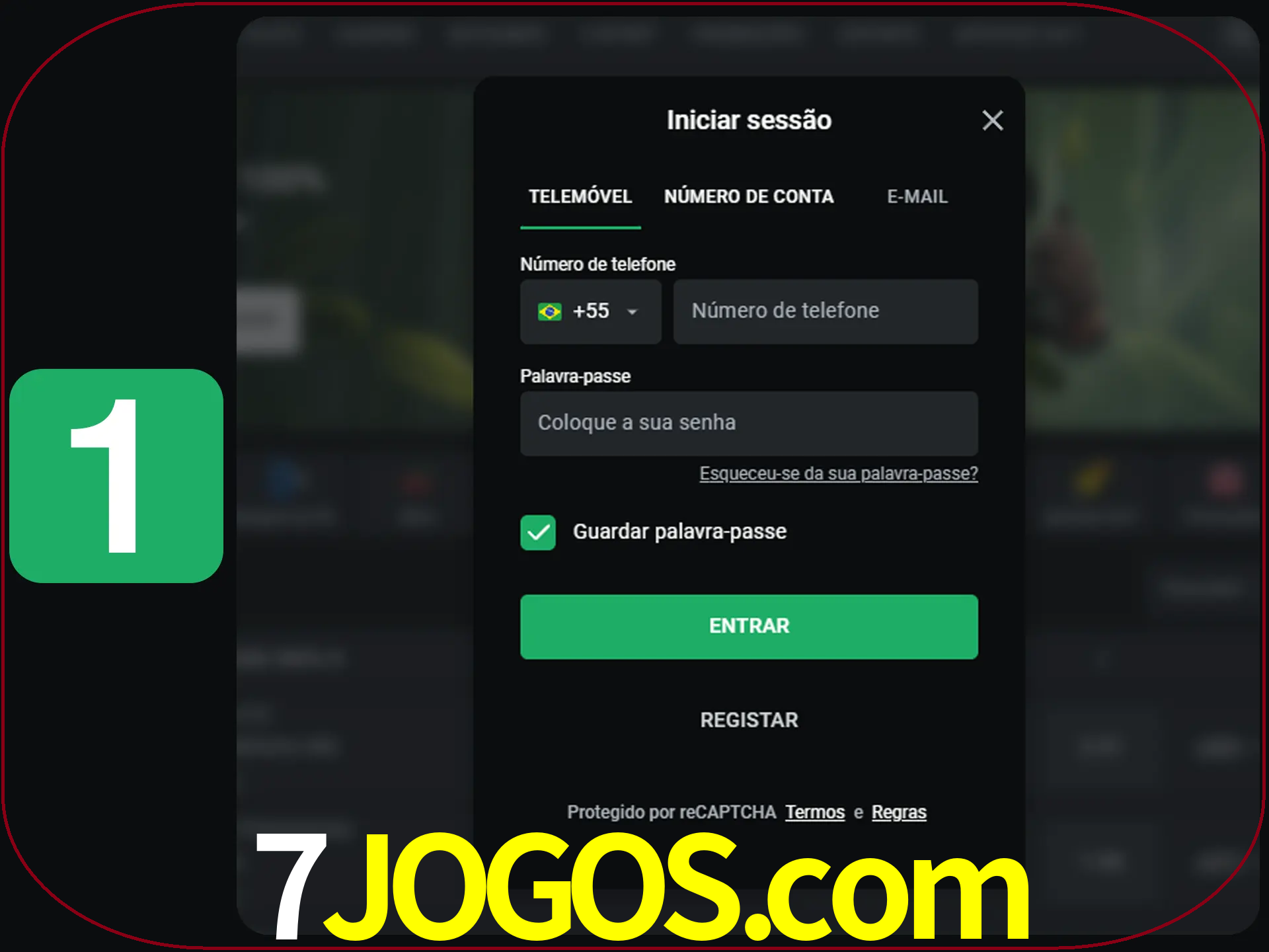 Clique no botão Entrar.